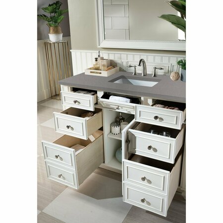 James Martin Vanities Bristol 48in Single Vanity, Bright White w/ 3 CM Grey Expo Quartz Top 157-V48-BW-3GEX